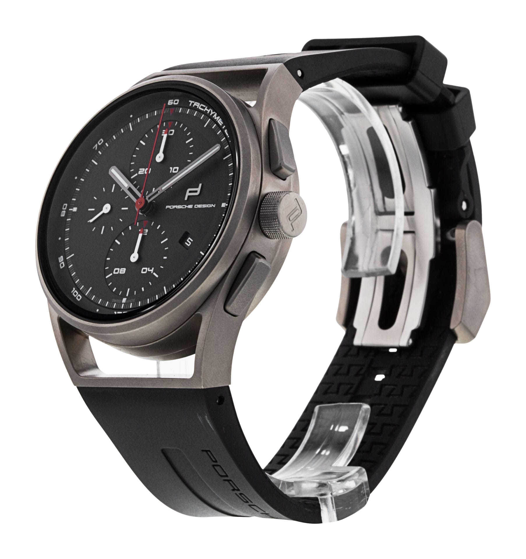 Montre Porsche Design Chronotimer - Boîtier Titane, Bracelet Caoutchouc Noir - Mouvement Quartz, étanche 100m